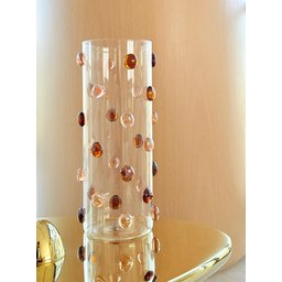 Vaso Vidro Decorado com Gemas de Vidro na Cor Âmbar 26,5 Altura - 1