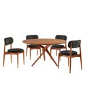 Ver imagem 2 de Sala de Jantar Mesa Ballare 120cm Tampo Redondo 4 Cadeiras Linho Preto/imbuia Nat/cinam. Imbuia