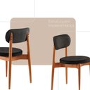 Ver imagem 5 de Sala de Jantar Mesa Ballare 120cm Tampo Redondo 4 Cadeiras Linho Preto/imbuia Nat/cinam. Imbuia