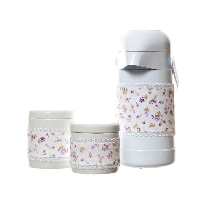 Potes e Garrafa com Capa Lilás Quarto Bebê Menina (conj. 3 Peças) - 1