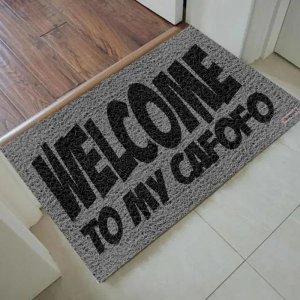 Tapete Capacho Welcome To My Cafofo 60x40 Cm Antiderrapante.