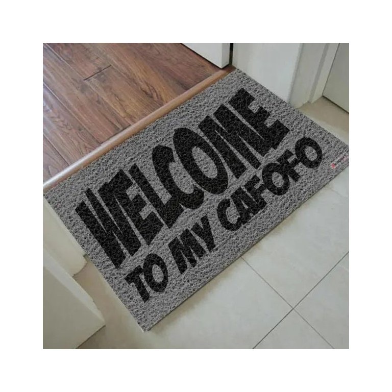 Tapete Capacho Welcome To My Cafofo 60x40 Cm Antiderrapante.