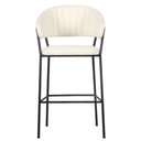 Ver imagem 3 de Banqueta Alta Mara Assento em Bouclé Base em Aço com Encosto Off White Rivatti Móveis