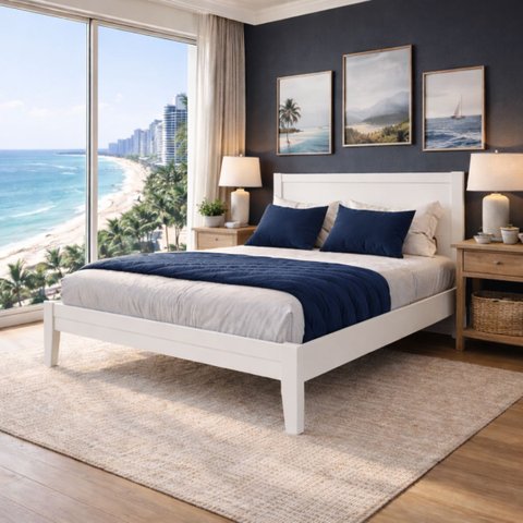 Cama Casal Queen Size 1,60 Madeira Maciça Natural Cabeceira:branco