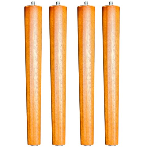 Kit 04 Pés Palito Madeira 35 Cm Rosqueável P02 Móveis Poltrona Puff Mesa - Inoviza