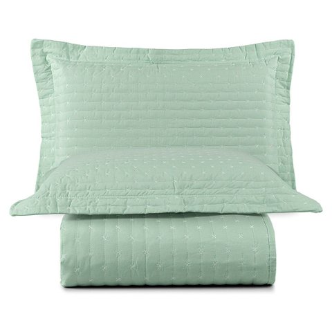 Cobre Leito Casal Felicity 3PÇS Percal 80% Algodão 20% Poliéster - Verde