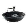 Cuba de vidro redonda 30cm preta,válvula,sifao,torneira 90 - 1