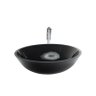 Cuba de vidro redonda 30cm preta,válvula,sifao,torneira 90 - 6