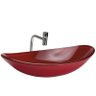 Cuba de vidro oval vermelha,válvula, sifao,torneira 90 - 1
