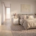 Ver imagem 5 de Mesa de Cabeceira Moriah Off White Luxo MDF Ripado Industrial Pés Ferro Cobre
