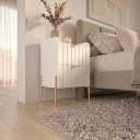 Ver imagem 4 de Mesa de Cabeceira Moriah Off White Luxo MDF Ripado Industrial Pés Ferro Cobre