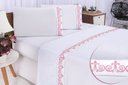 Ver imagem 1 de Jogo lençol Atenas quarto casal king bordado 4 peças 2fronha: Branco com Rose