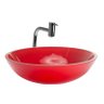 Cuba de vidro redonda 30cm vermelha,válvula, sifao,torneira - 1