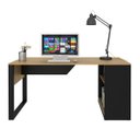 Ver imagem 3 de Mesa Escrivaninha com Estante 160x74cm Me4182 Amêndoa Preto
