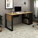 Ver imagem 1 de Mesa Escrivaninha com Estante 160x74cm Me4182 Amêndoa Preto