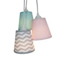 Ver imagem 3 de Lustre Bebê Triplo Poás e Chevron Cinza, Rosa e Verde