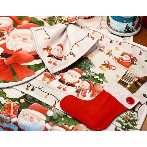 Kit Jogo Americano + Guardanapo Natal Infantil Ii Nsw 8 Peças