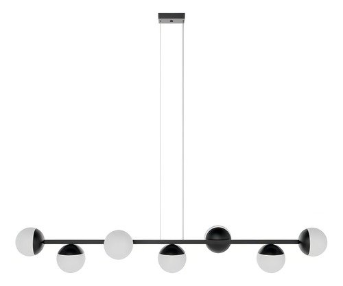 Luminaria de Teto Pendente Jabuticaba 7 Globos Vidro - Bivolt - Preto - 110v/220v - 5