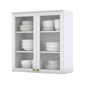 Armário Aéreo 2 Portas de Vidro 80 Cm Americana Branco Hp – Henn