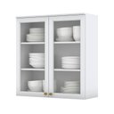 Ver imagem 1 de Armário Aéreo 2 Portas de Vidro 80 Cm Americana Branco Hp – Henn