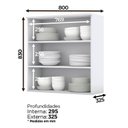 Ver imagem 2 de Armário Aéreo 2 Portas de Vidro 80 Cm Americana Branco Hp – Henn