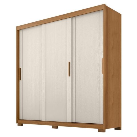 Guarda Roupa Casal Confort 3 Portas 4 Gavetas Cinamomo Areia Fosco - Zanzini