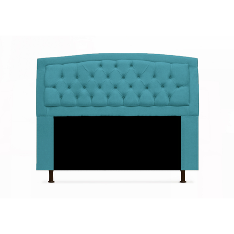 Cabeceira Estofada Geovana para Cama Box Casal 140 cm Suede Azul Turquesa
