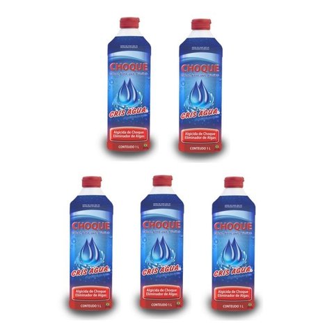Kit 5 Algicidas de Choque Eliminador de Algas 1l - Cris Água