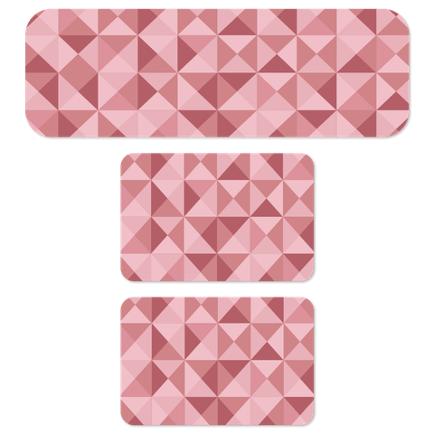 Kit de 3 Tapetes para Cozinha Geométrico Rosa Capa de Almofada
