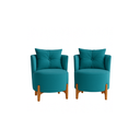Ver imagem 1 de Kit 2 Poltronas Orgânica Curva Luna Veludo Azul Turquesa - Montanaris Decor