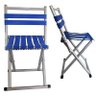 Cadeira Banco Banqueta Dobravel Aluminio Camping Cor Azul - 4