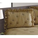 Ver imagem 2 de Colcha Casal Queen Coleção Borboletas 03 Peças - Bege / Tabaco