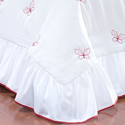 Colcha Casal Queen Coleção Borboletas 03 Peças - Branco / Vermelho - 4