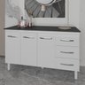 Balcão Gabinete Armário Cozinha Carine Branco com Tampo Tampão 140 Cm Mobília Decor Preto - 3