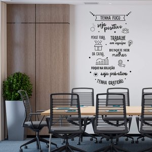 Adesivo de Parede Frase Tenha Foco Seja Positivo Motivação Empresa Escritório Kanto Store Adesivo de