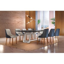 Sala de Jantar Madeira Maciça com 8 Cadeiras 2,20x1,10m - Esmeralda - Espresso Móveis - 1