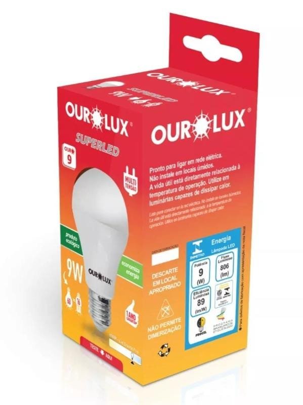 Kit 10 Lâmpadas Bulbo LED 9W 6500K Ourolux - 1