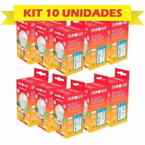 Kit Lâmpadas Bulbo LED 9W 6500k - 10 Unidades - Ourolux