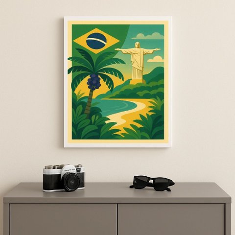 Quadro Brasil Praia Rio de Janeiro 24x18cm Mold Preta
