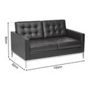 Ver imagem 4 de Sofá Fk 2 Lugares Couro Sintético Linha Premium Design Modernista Sala Escritório Recepção - Preto