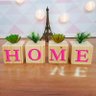 Cubo Decorativo com Suculenta e Letras em Acrílico Home Único - 1