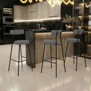 Ver imagem 2 de Kit 02 Banquetas Alta Cozinha Bar Sala Jantar Estrutura Em Aço Milão L02 Suede Cinza - Lyam Decor