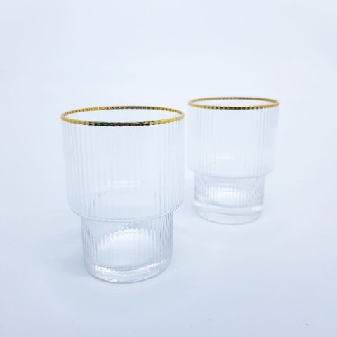 Copos Baixos Cristal com Borda Dourada Lines 2 peças 220ml