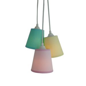 Lustre Pendente Bebê Cacho Candy Amarelo, Rosa e Verde