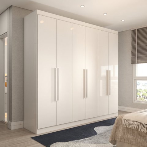 Guarda-roupa Casal Mykonos 6 Portas 2 Gavetas Branco - Panorama Móveis