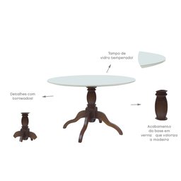 Conjunto Mesa Redonda Tampo com Vidro 130cm com 6 Cadeiras em X Prime Wood - 4