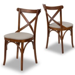 Conjunto Mesa Redonda Tampo com Vidro 130cm com 6 Cadeiras em X Prime Wood - 5