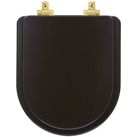 Assento Sanitário MDF Soft Close Nuova Marrom Fosco para Vaso Deca com Ferragem Dourada