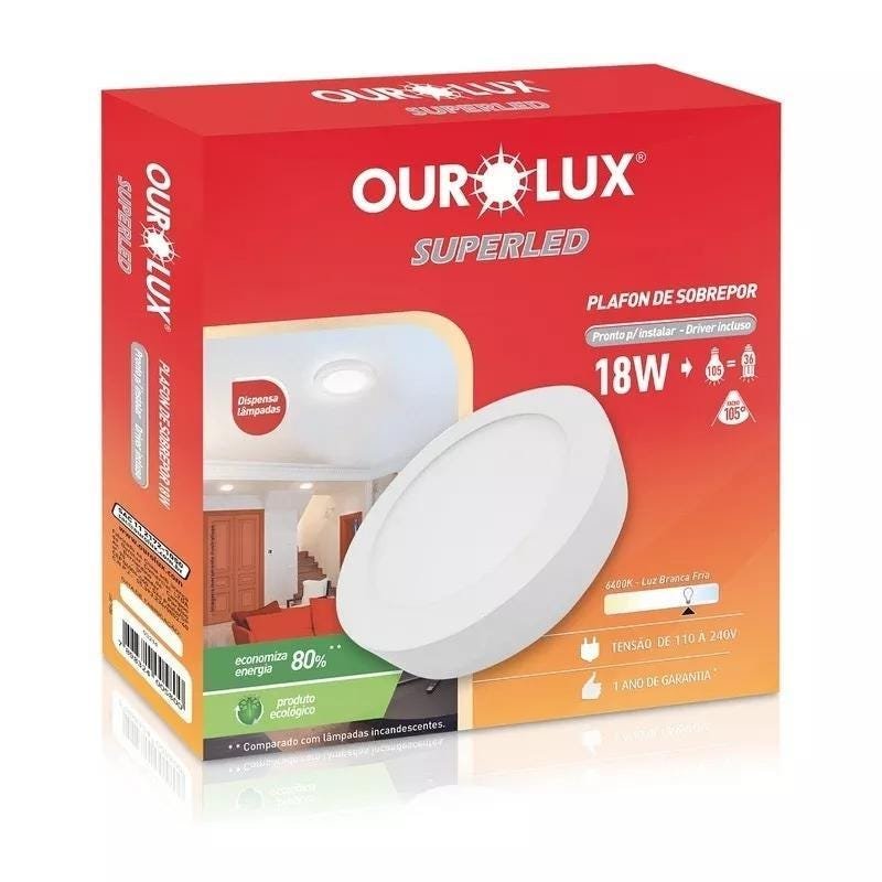 Plafon de Sobrepor Redondo 18W 6400K Bivolt Ourolux - 1