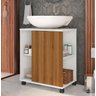 Gabinete Banheiro para Lavatorio Pia de Coluna Tokio Branco com Nature - Potenza - 1